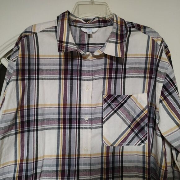 Time And Tru Multi-Color Plaid Long Sleeve Button Down Shirt Size Women's XL - Picture 2 of 2